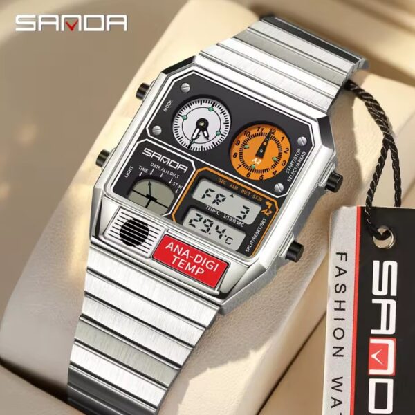 Reloj SANDA Cronógrafo Retro Digital Temp - Imagen 2