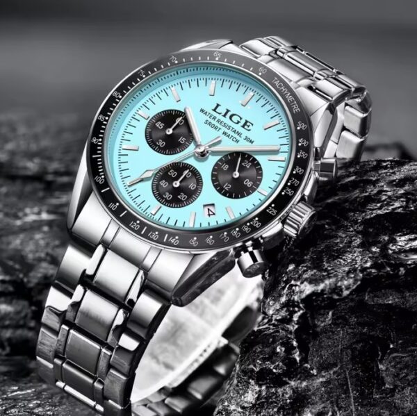Reloj LIGE Cara Celeste Acero Inoxidable - Imagen 2