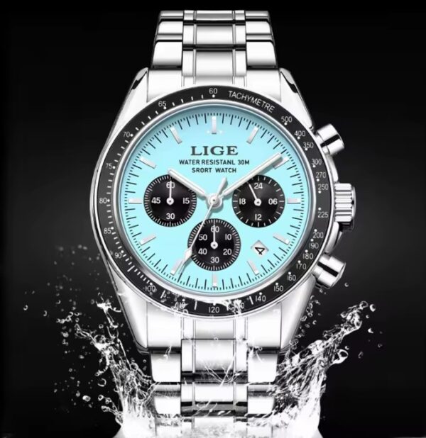 Reloj LIGE Cara Celeste Acero Inoxidable - Imagen 3