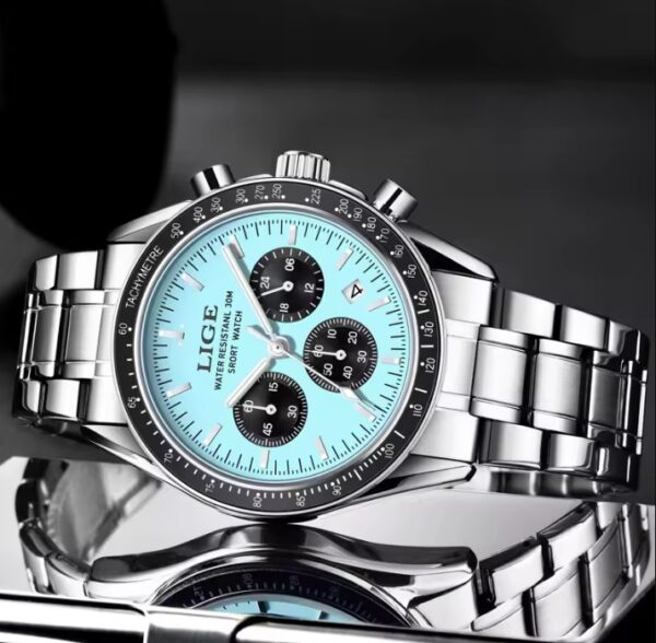 Reloj LIGE Cara Celeste Acero Inoxidable - Imagen 4