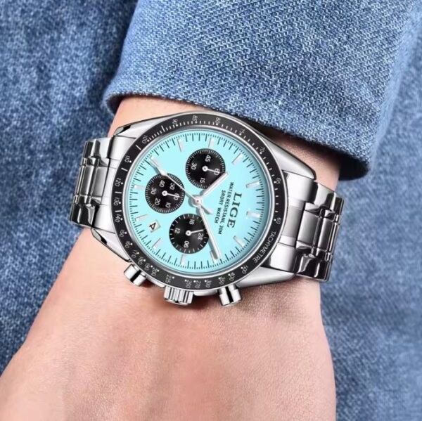 Reloj LIGE Cara Celeste Acero Inoxidable - Imagen 5