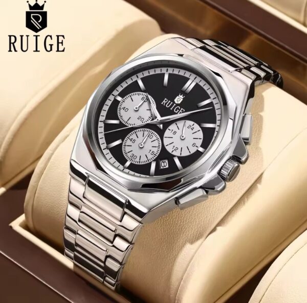 Reloj RUIGE Acero Cara Negra Original - Imagen 2